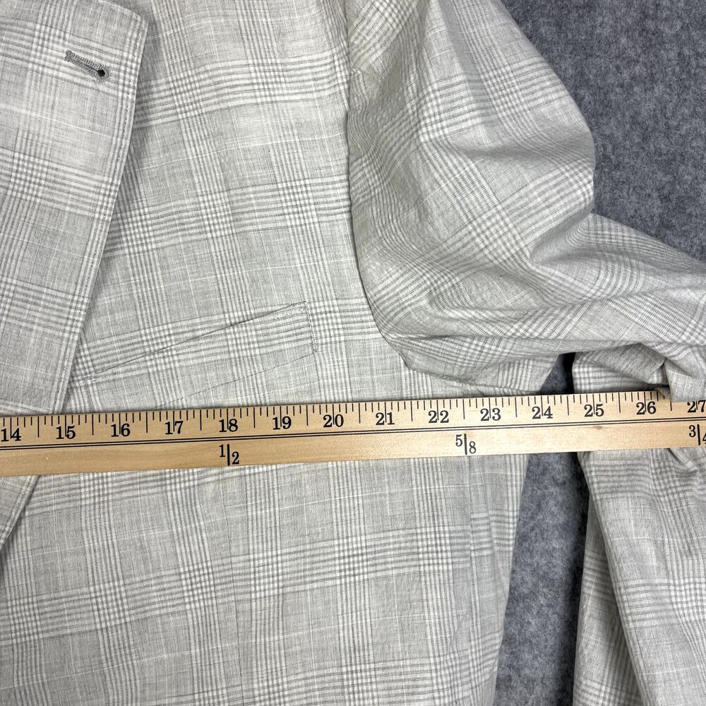 Kroon Seersucker Blazer Mens 48R Gray Glen Check Cotton Linen Unstructured - Picture 8 of 16